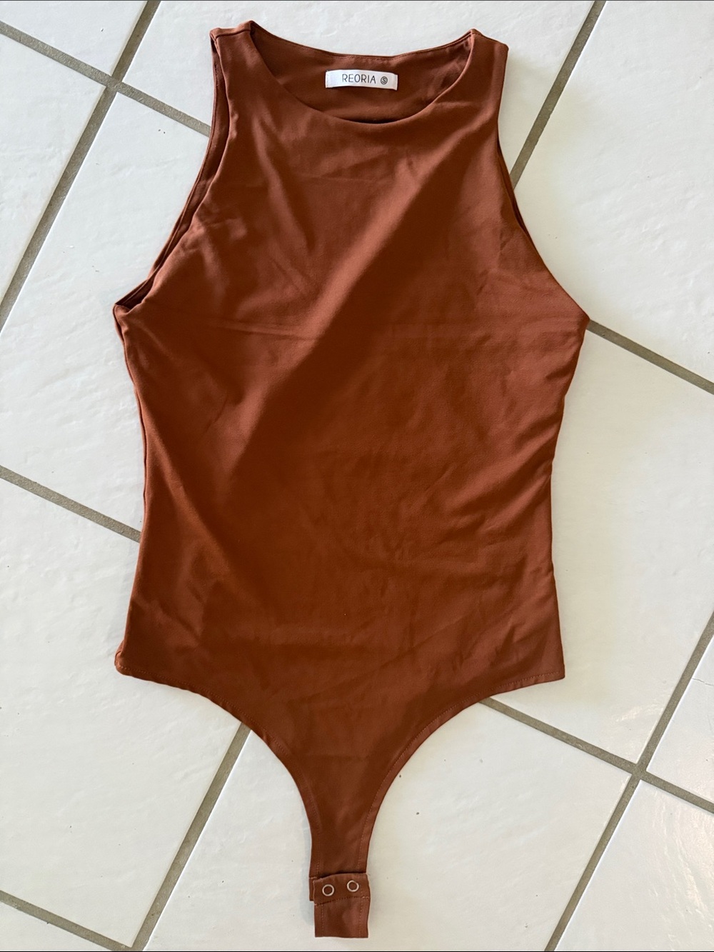 ReoRia Rust Brown Sleeveless High Neck Bodysuit